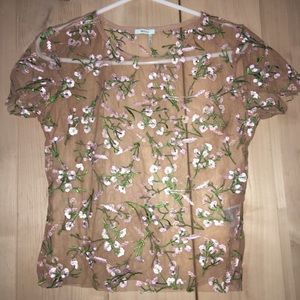 Kimchi Blue Lilac Embroidered Sheer Tee